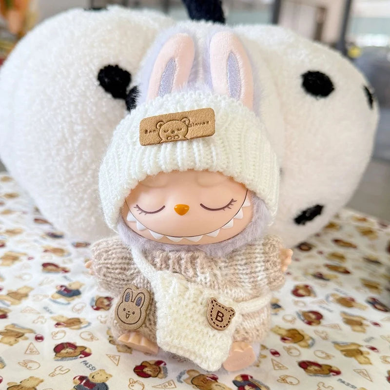 Labubu Doll Outfit (17cm) – Sweater, Hat & Bag Set