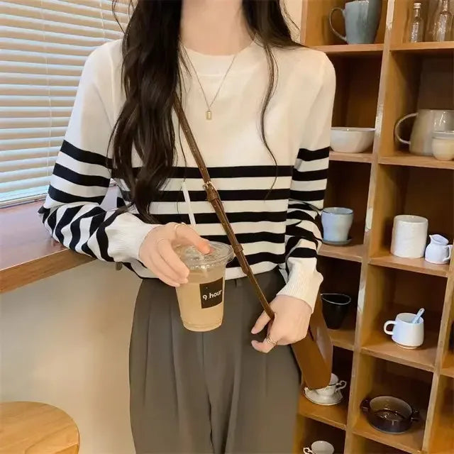 Floral Striped Knit Pullover — Preppy Style