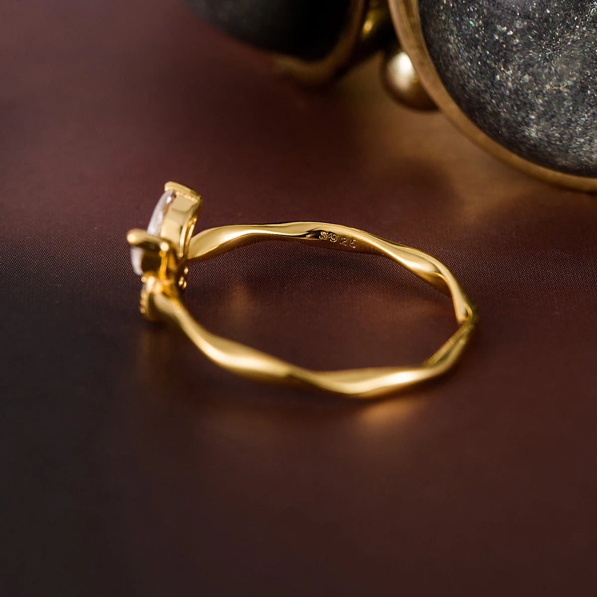 925 Silver 18K Gold Plated Butterfly Ring