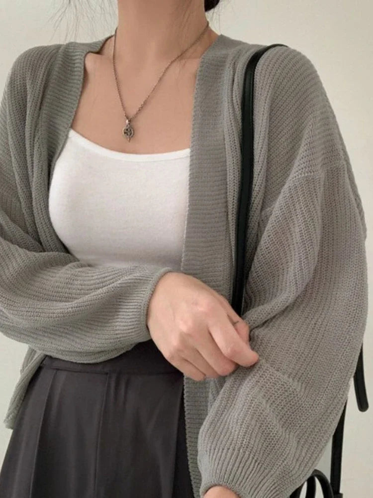Thin White Summer Cardigan – UV Protection Knit