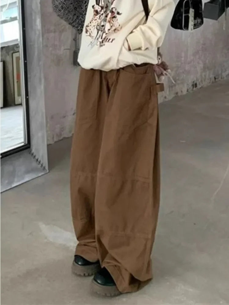 Vintage Baggy Cargo Jeans – Oversized Streetwear Denim Pants with Pockets