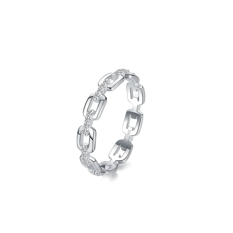 925 Silver Geometric CZ Ring