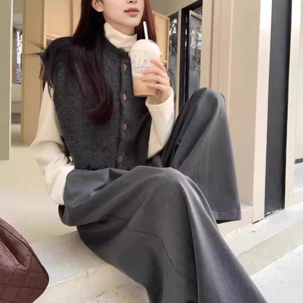 Solid Knit Vest – Irregular Hem