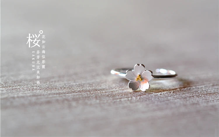 925 Silver Cherry Blossom Open Ring
