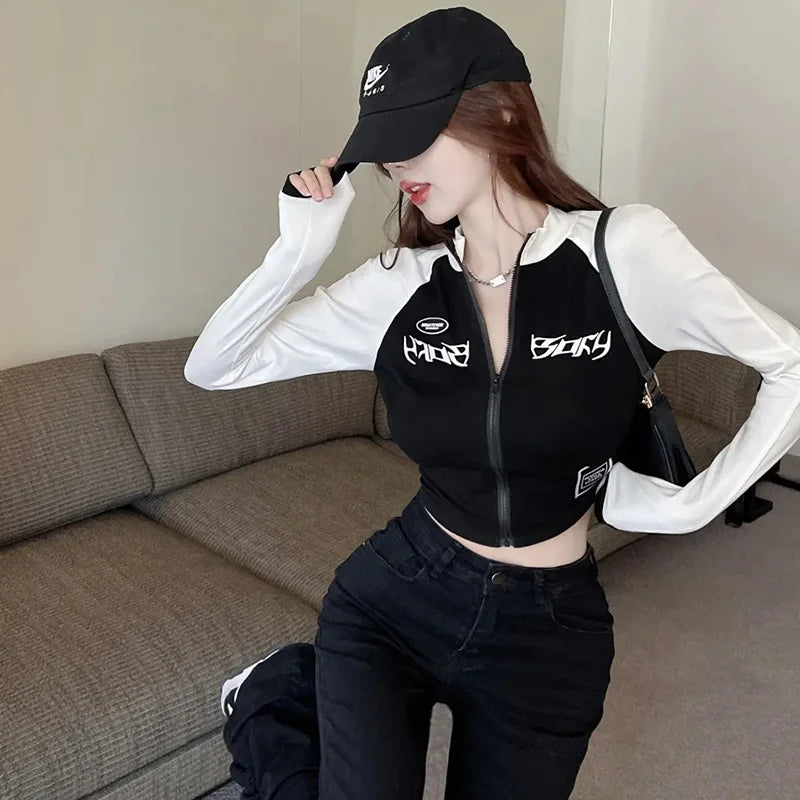 Sun-Proof Cycling Shirt – Zip-Up Long Sleeve Crop Top
