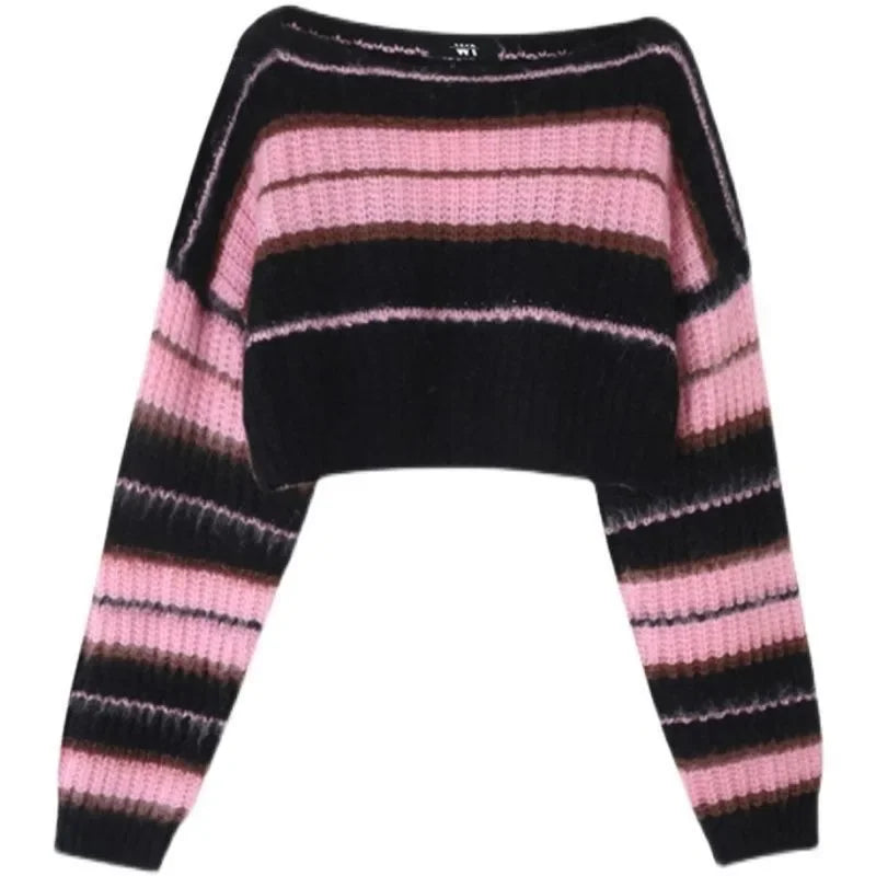 Pink Cropped Sweater – Slim Knit Pullover