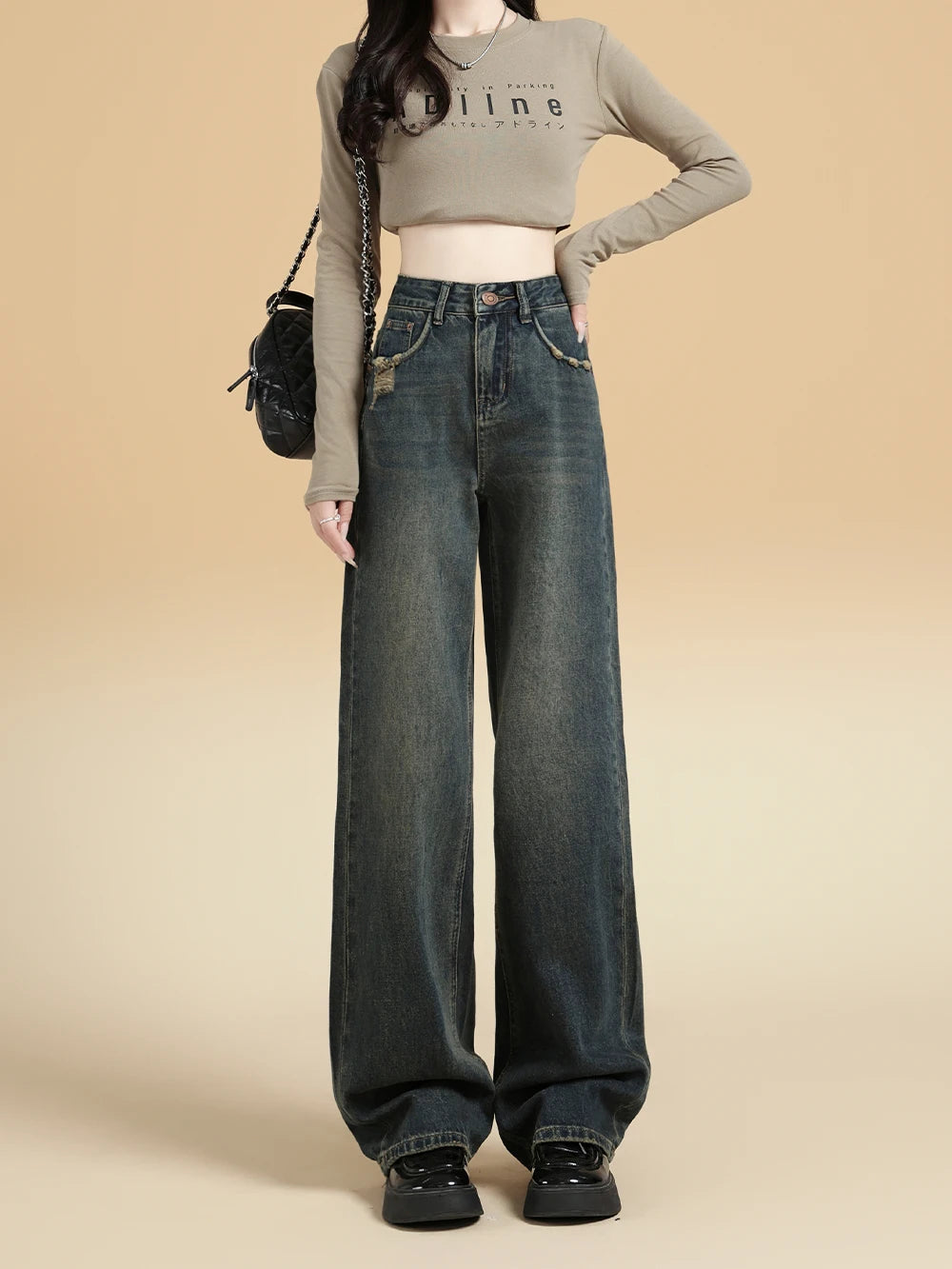 Wide Leg Jeans – Vintage Button Fly High Waist Baggy Style