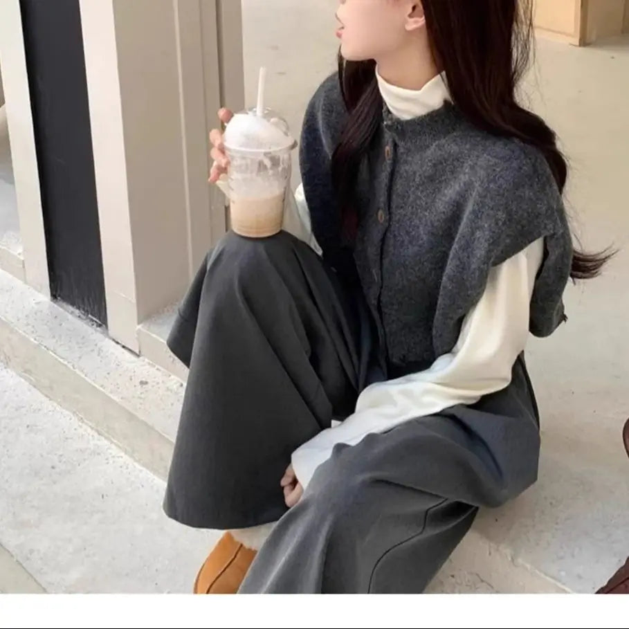 Solid Knit Vest – Irregular Hem