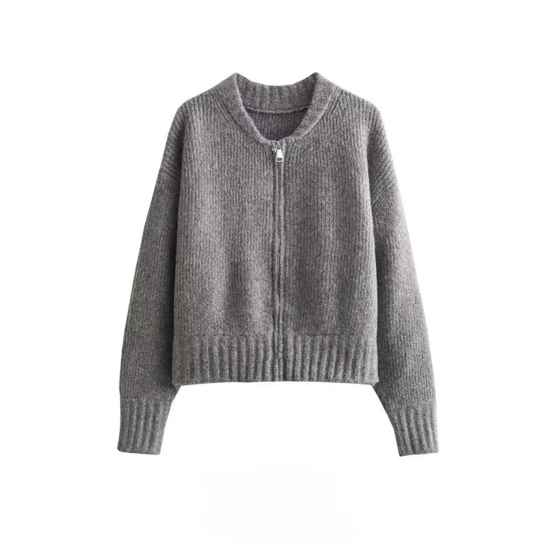 Vintage Knit Cardigan – Long Sleeve with Zipper