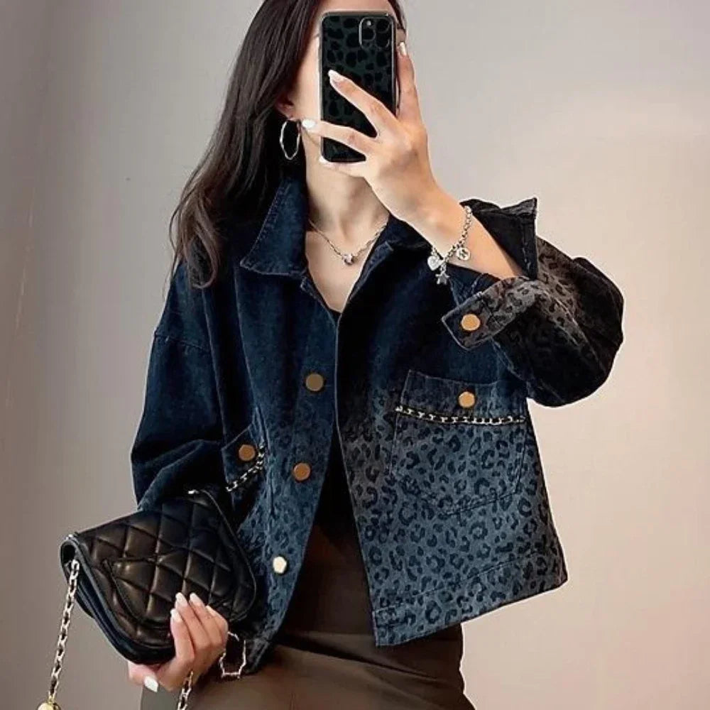 Leopard Print Denim Shorts – Graphic Crop Style