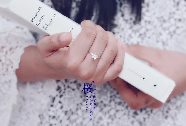 925 Silver Cherry Blossom Open Ring