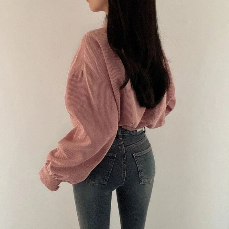 Corduroy Crop Jacket – Vintage Casual Fit