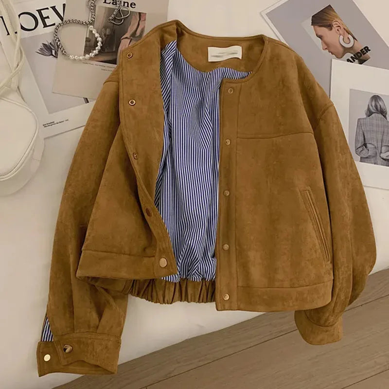 Suede Short Jacket – Camel & Classic