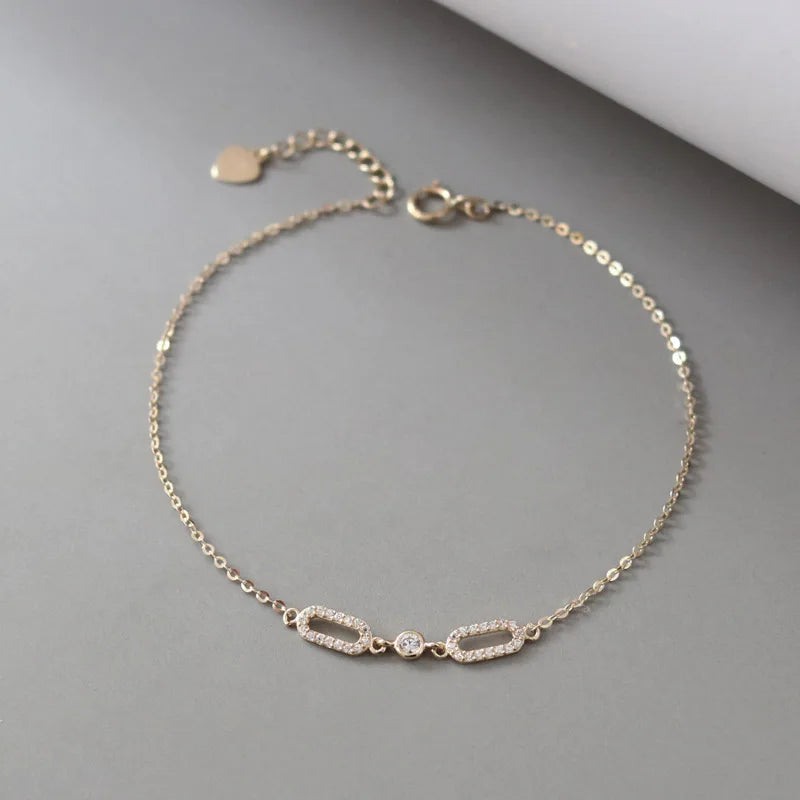 925 Sterling Silver 18K Gold Geometric Zircon Bracelet