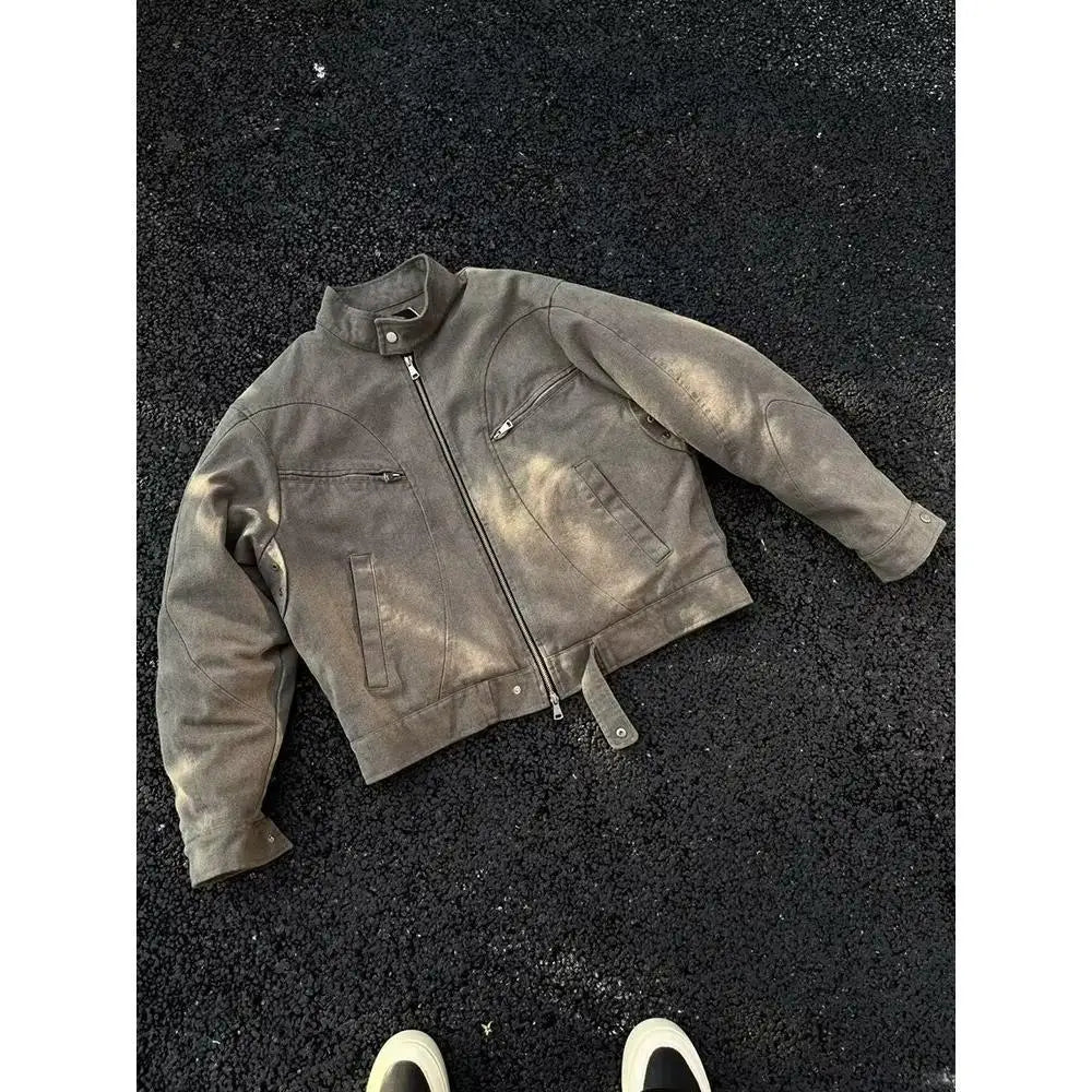Washed Denim Baseball Jacket
