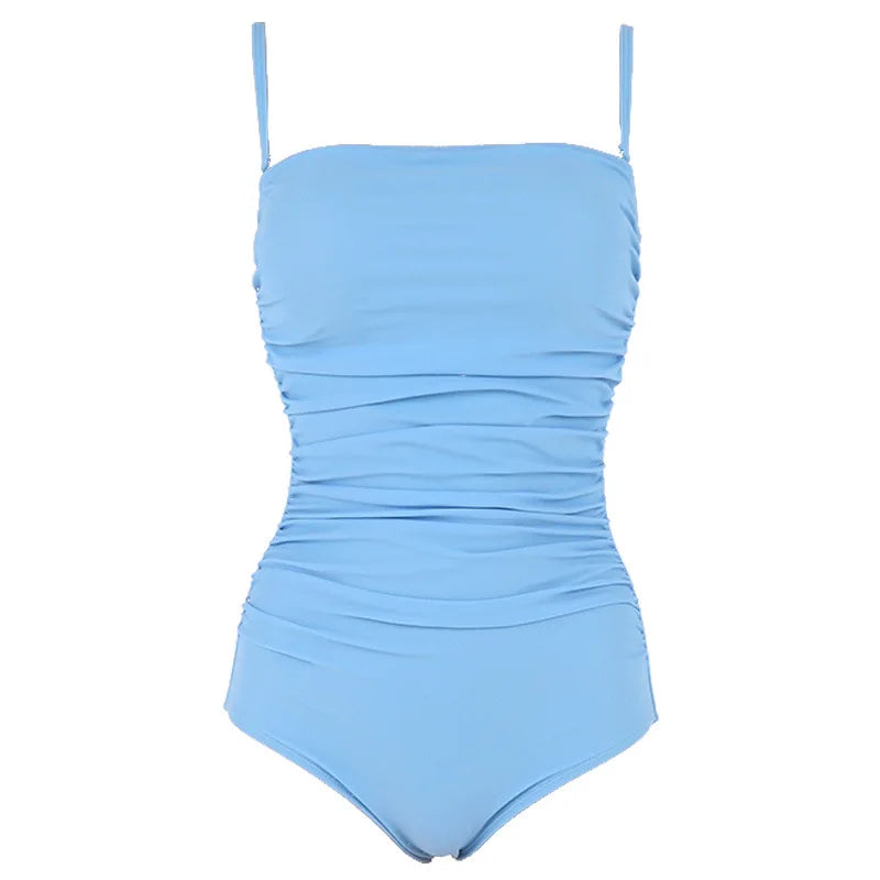 2023 Korean Style One Piece Swimwear Women Solid Swimwear Padded Swimsuit High Quality Bathing Suit sexy Monokini Beachwear