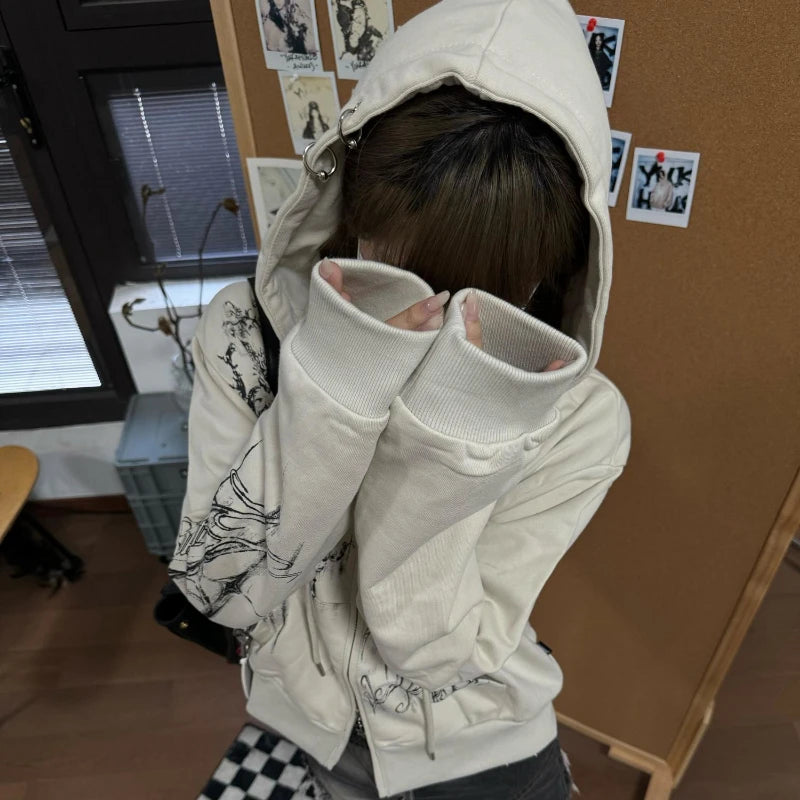 Gothic Zip Hoodie – Double Zipper Vintage Style