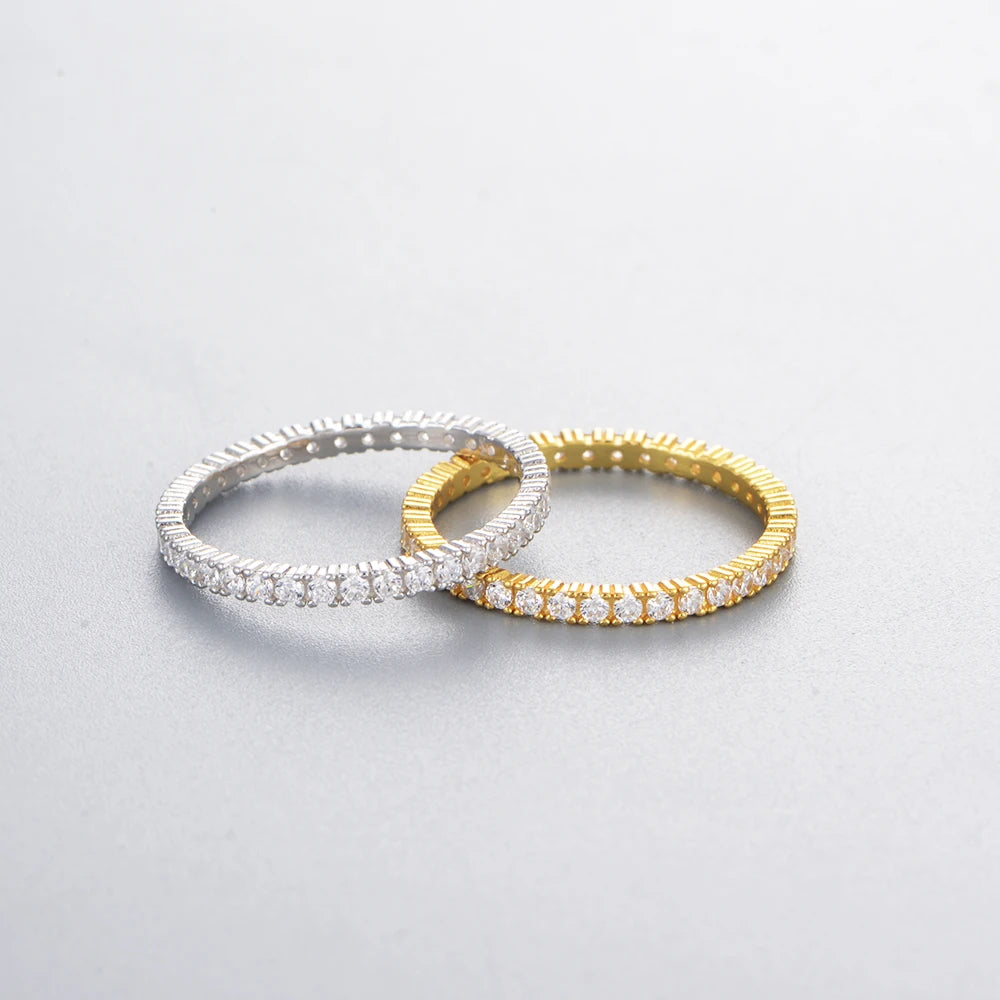 925 Silver 14K Gold Plated Emerald Zirconia Eternity Band