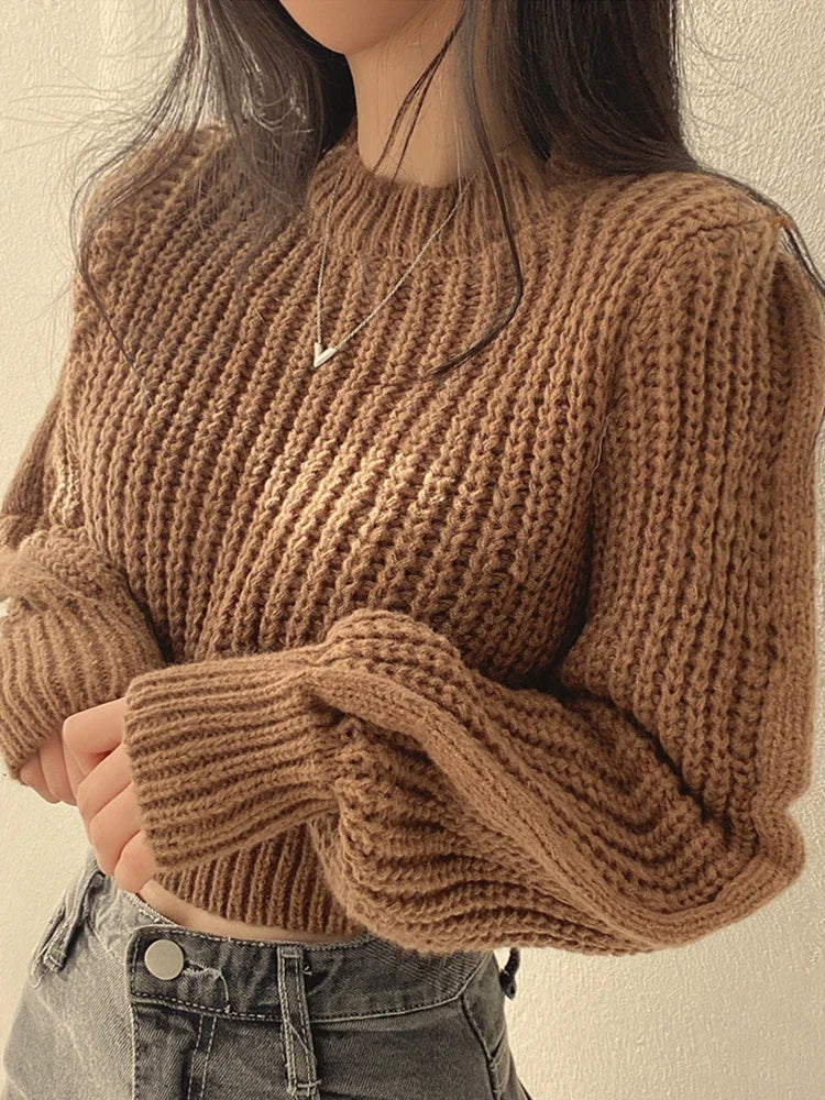 Loose Lantern Sleeve Knit Sweater – Long Sleeve