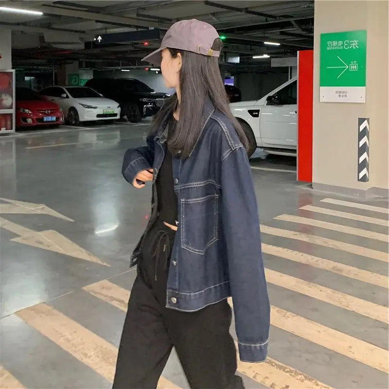 Vintage Denim Jacket – Single-Breasted Retro Streetwear