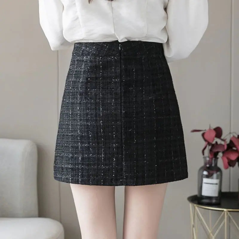 Woolen Two-Piece Set – Zipper Jacket + High Waist Slim Skirt