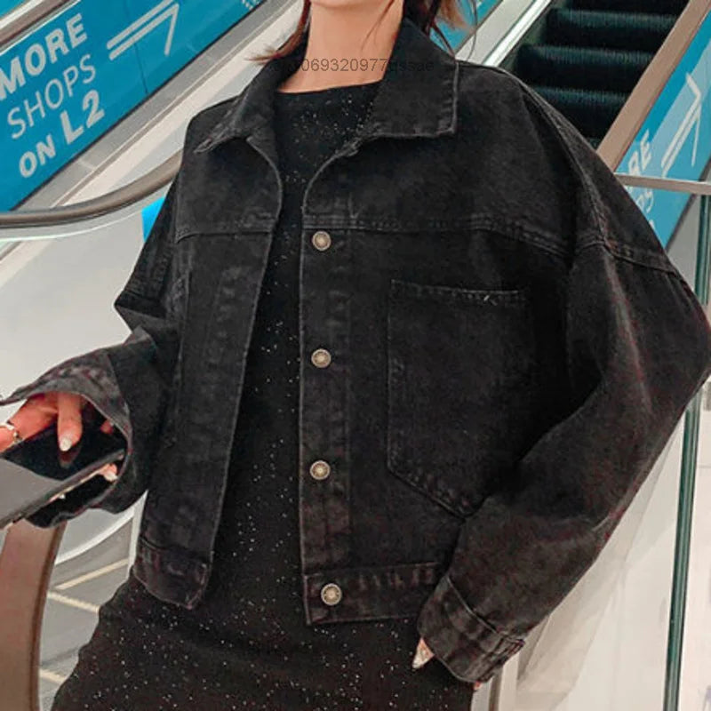 Cartoon Denim Jacket – Loose Fit Couples Style