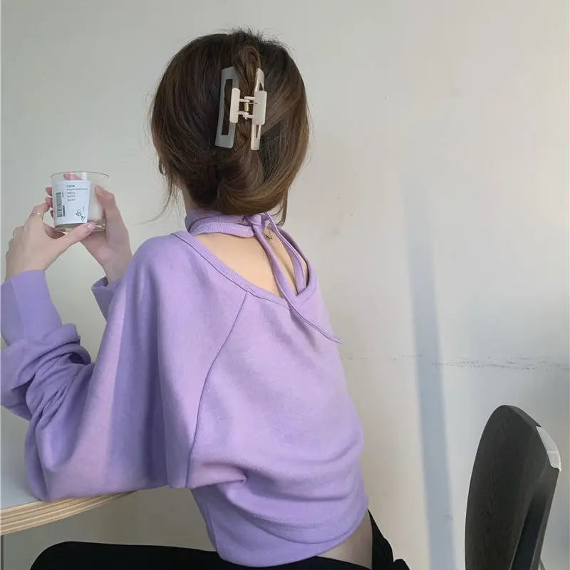 Lace-Up Cropped Knit Cardigan