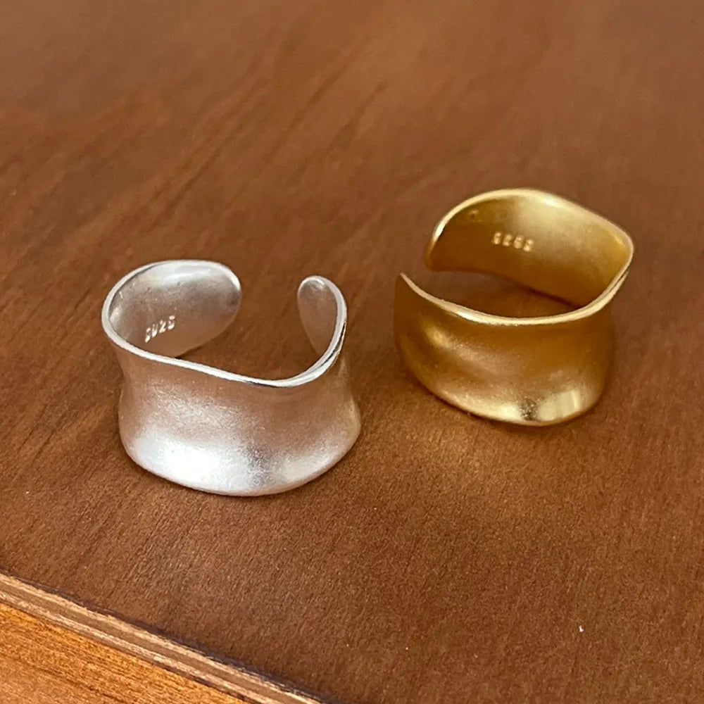 925 Silver Vintage Wide Flat Ring – Retro Style