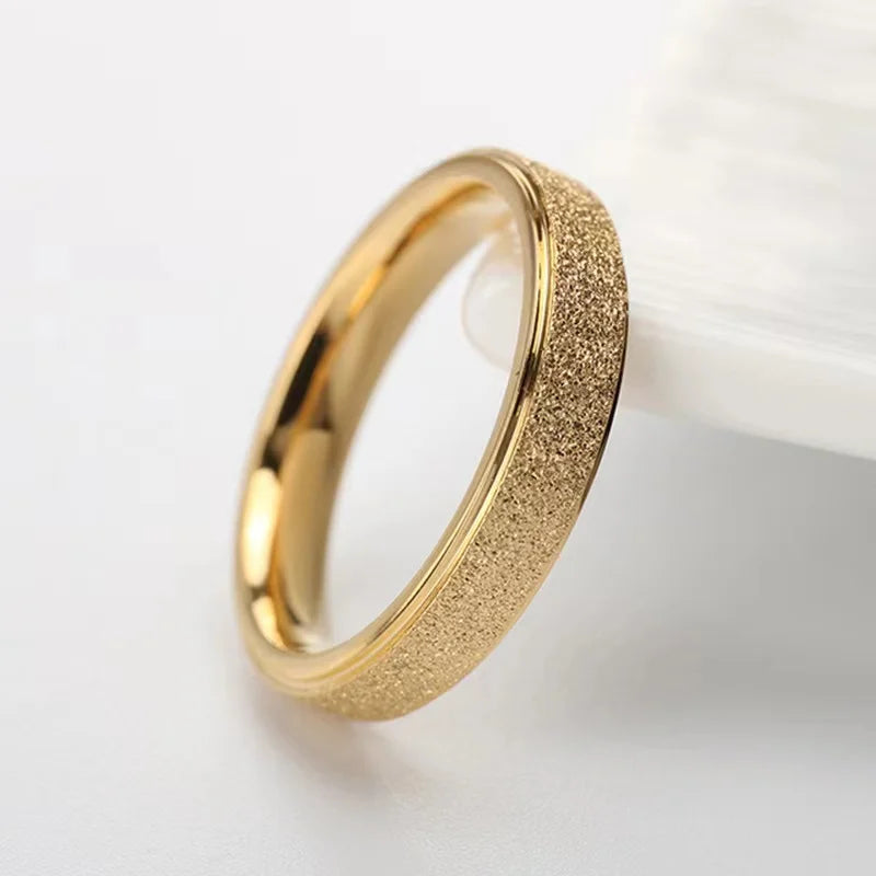 Stainless Steel Frosted Gold Ring