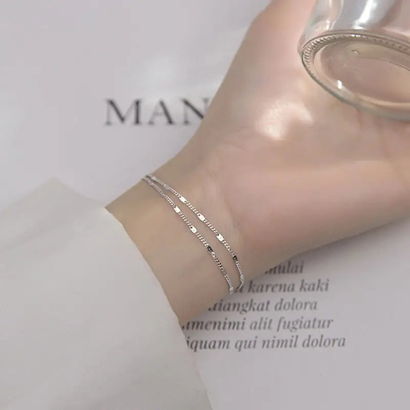 925 Silver Double-Layer Splicing Bracelet