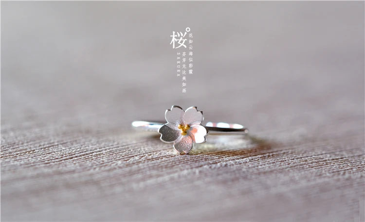 925 Silver Cherry Blossom Open Ring