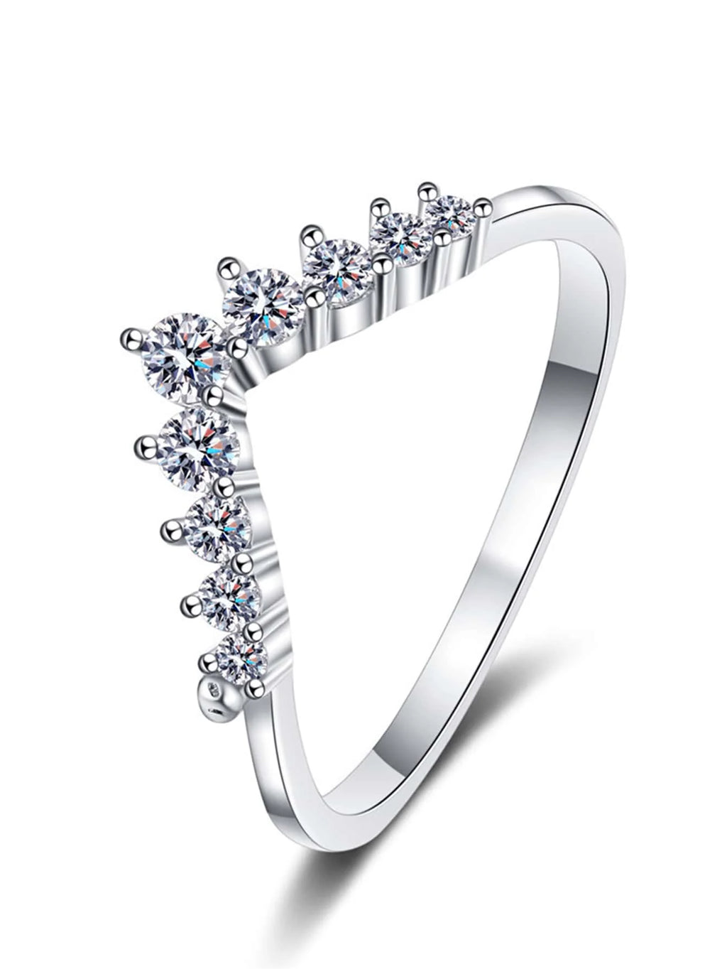 925 Silver Princess Crown Diamond Ring
