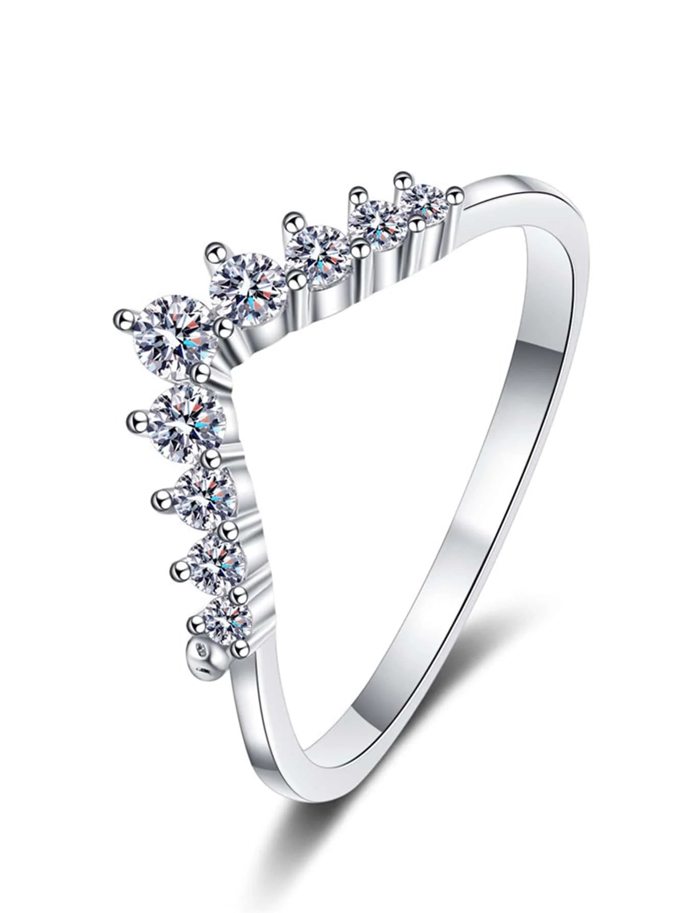 925 Silver Princess Crown Diamond Ring