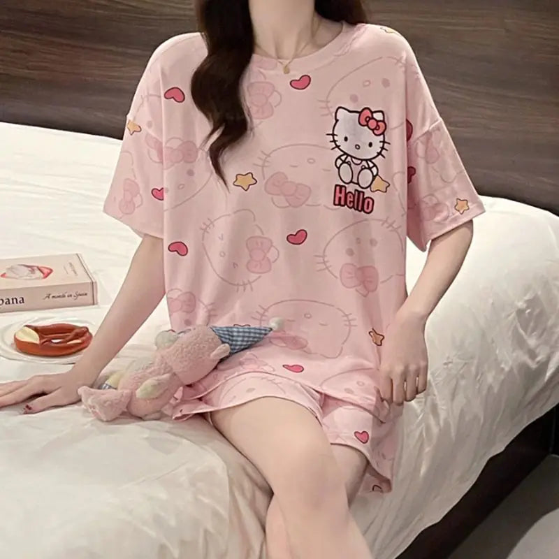 Hello Kitty Pajama Set – Short Sleeve Top & Shorts