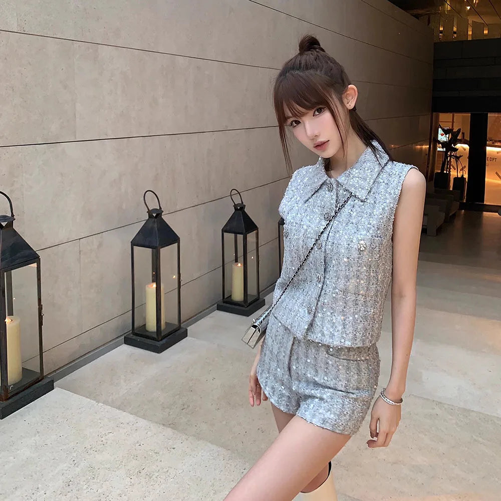 Two-Piece Suit – Tweed Vest & Shorts Set