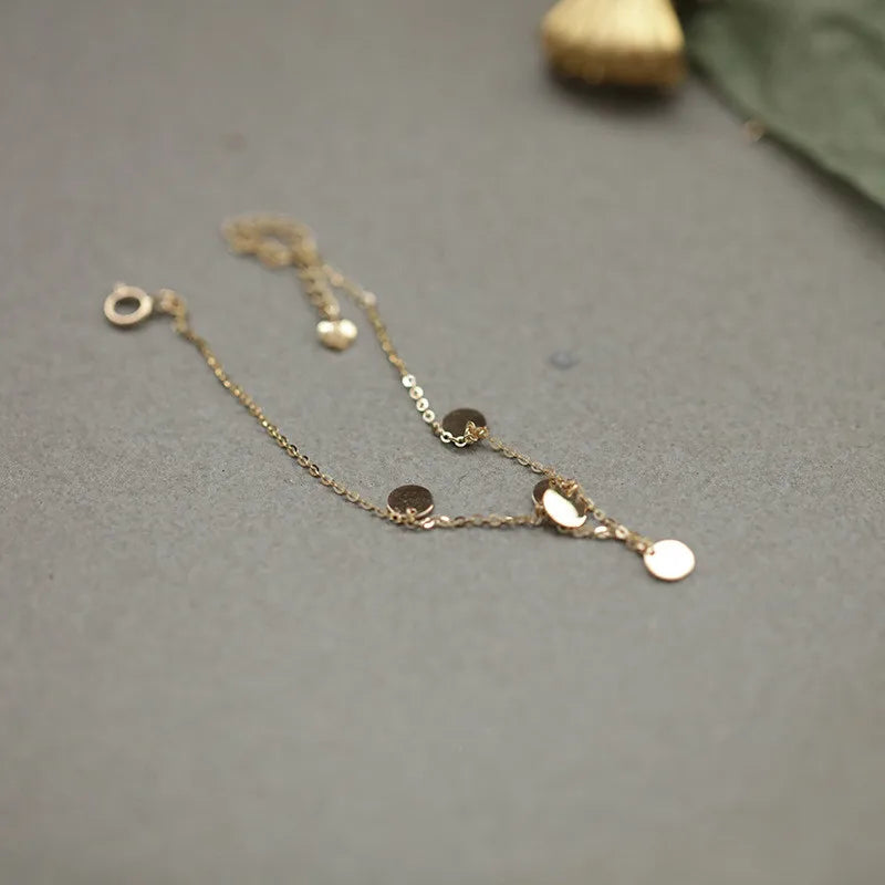 925 Sterling Silver 14K Gold Plated Disc Bracelet