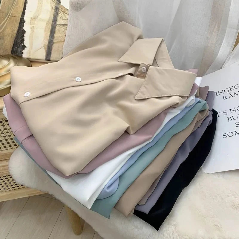 Chiffon White Button-Up – Loose Fit Office Shirt
