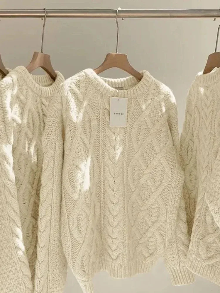 Off-White Fried Dough Twist Sweater – Thickened Wool Knit Top