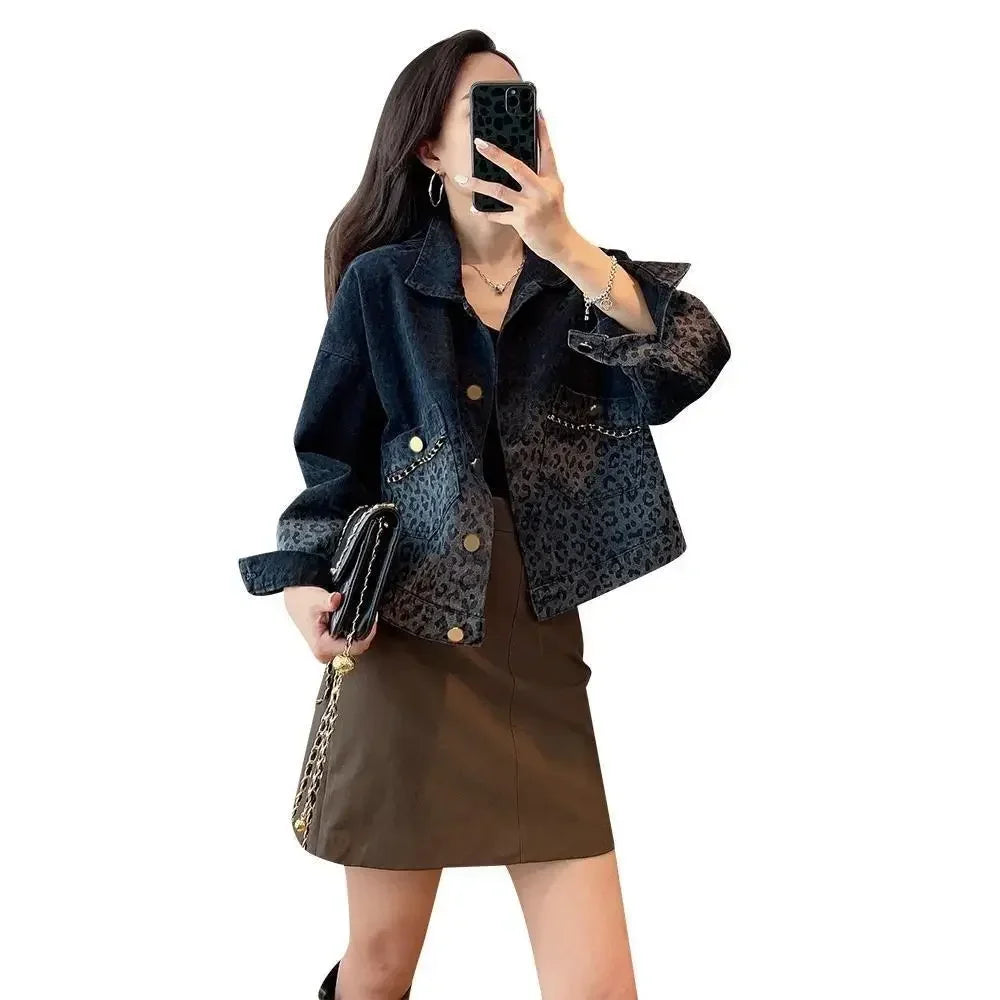 Leopard Print Denim Shorts – Graphic Crop Style