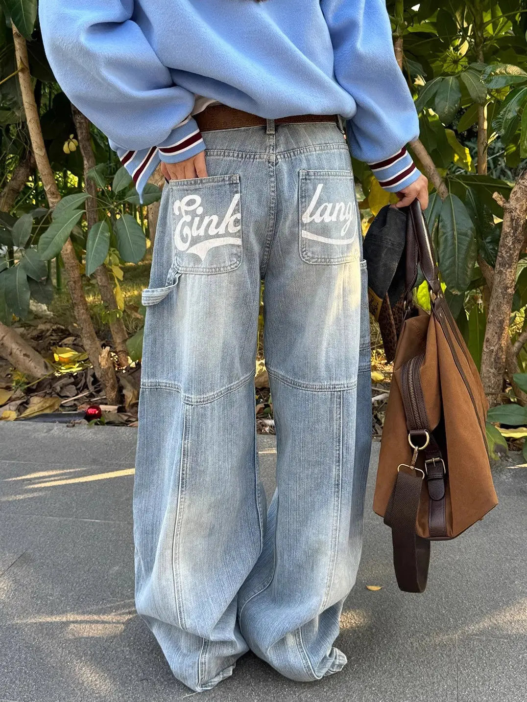 White Jeans Streetwear Wide Leg Pants – Baggy Denim Trousers