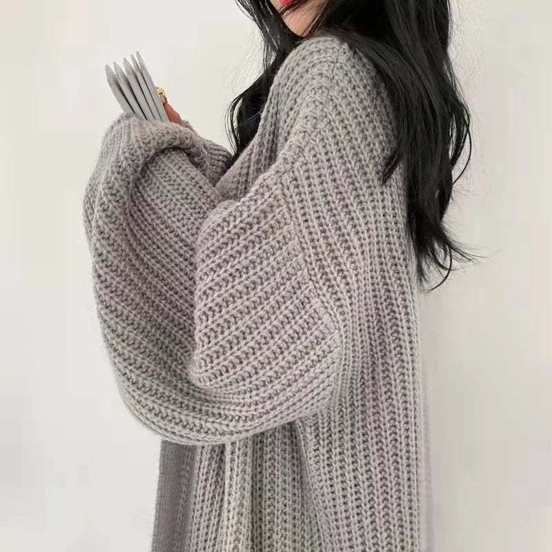 Loose V-Neck Sweater – Knit Minimalist Jacket