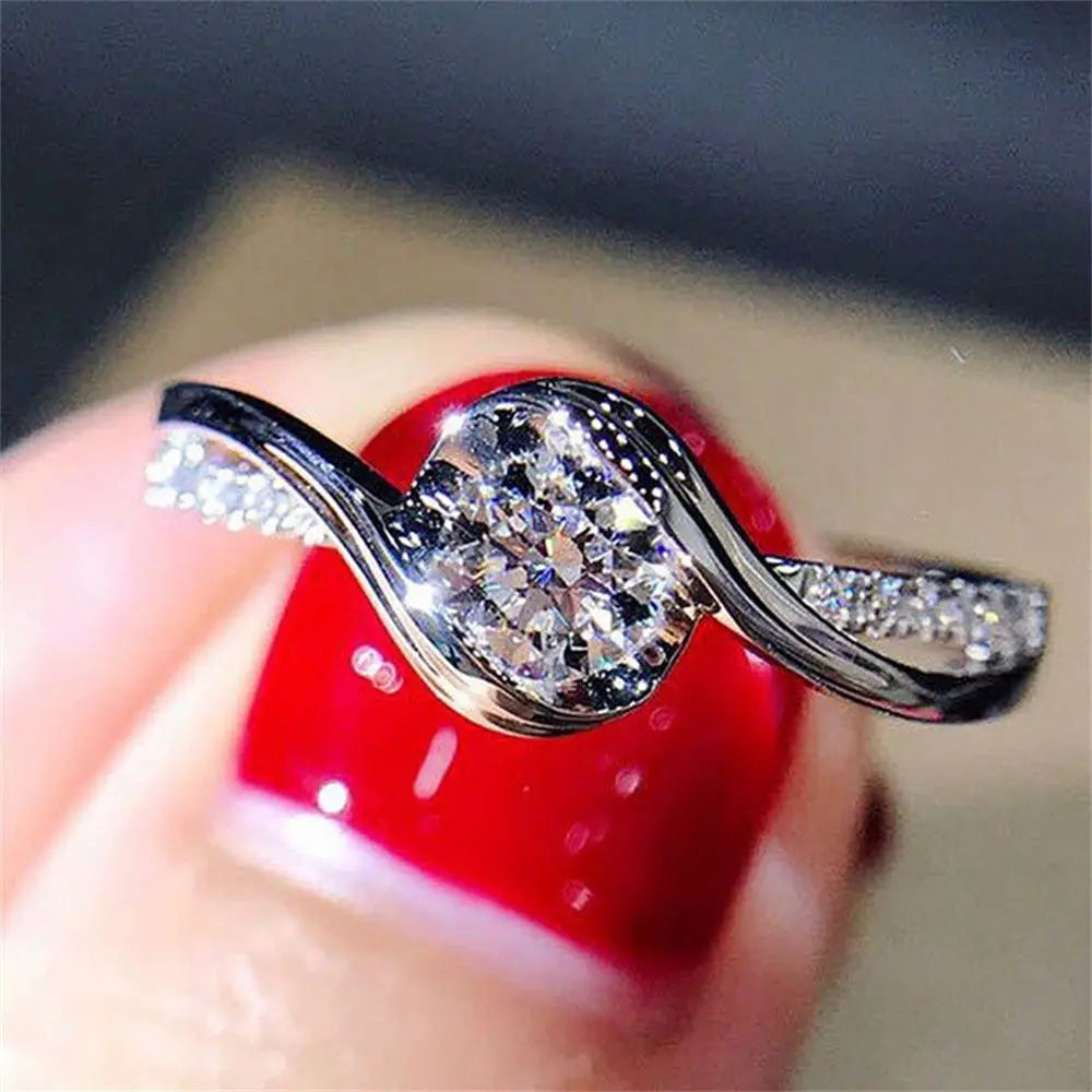 925 Silver White Sapphire Zircon Ring
