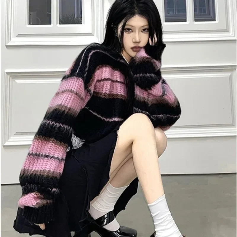 Pink Cropped Sweater – Slim Knit Pullover