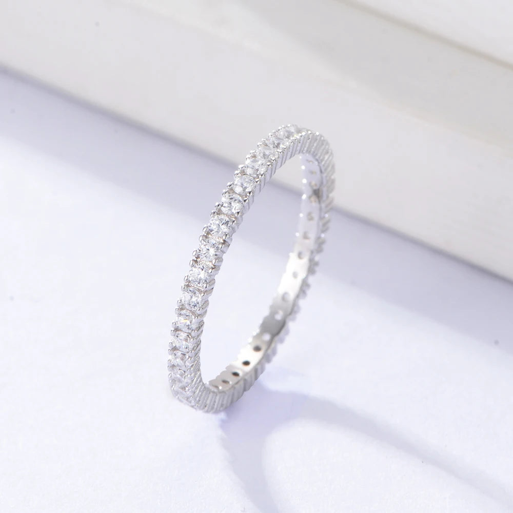 925 Silver 14K Gold Plated Emerald Zirconia Eternity Band