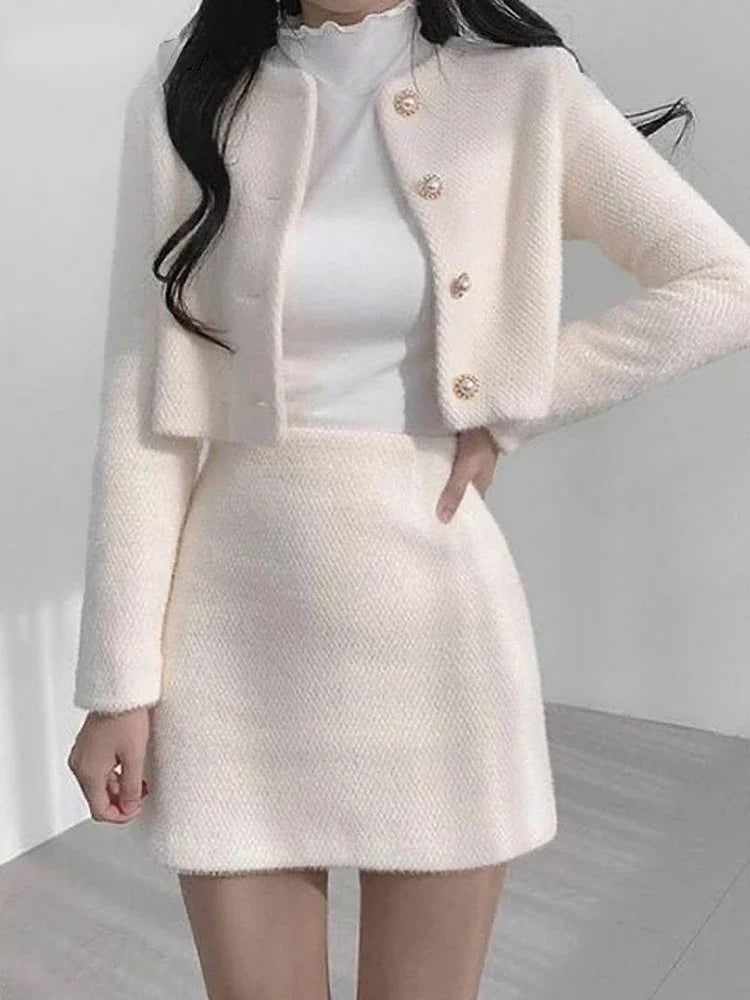 Mini Skirt Two-Piece Suit – Sweet Casual Elegant Style
