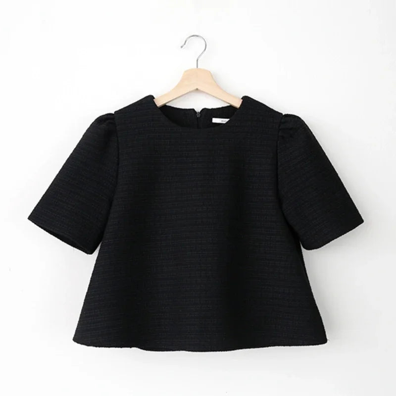 O-Neck Puff Sleeve Vintage Loose Blouse