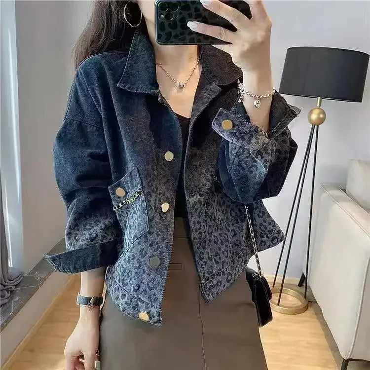 Leopard Print Denim Shorts – Graphic Crop Style