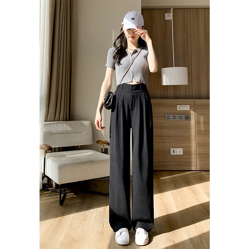 White Wide Leg Pants – Black Suit Slacks for Summer