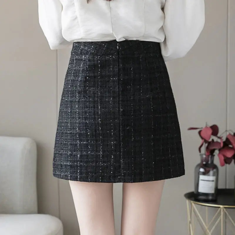 Woolen Two-Piece Set – Zipper Jacket + High Waist Slim Skirt