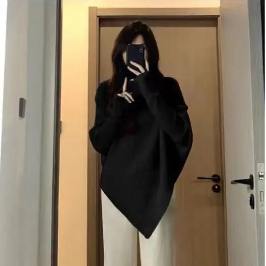 Off-White Turtleneck Knit Sweater – Slim Fit Warm Pullover